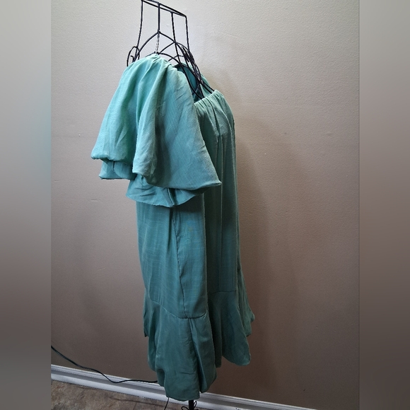 NWOT Versona Teal Off-Shoulder Mini Dress - Picture 7 of 9